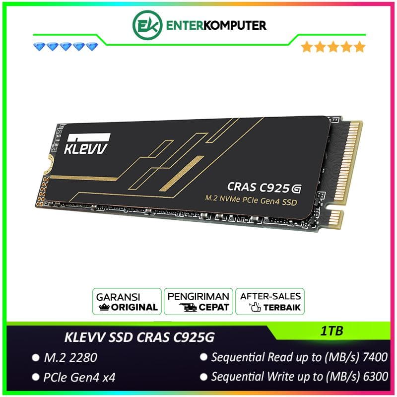 KLEVV SSD CRAS C925G 1TB M.2 2280 NVMe PCle Gen4 x4 with Heatsink - K01TBM2SP0-25G - R7400MB/s W6300MB/s - foto 1