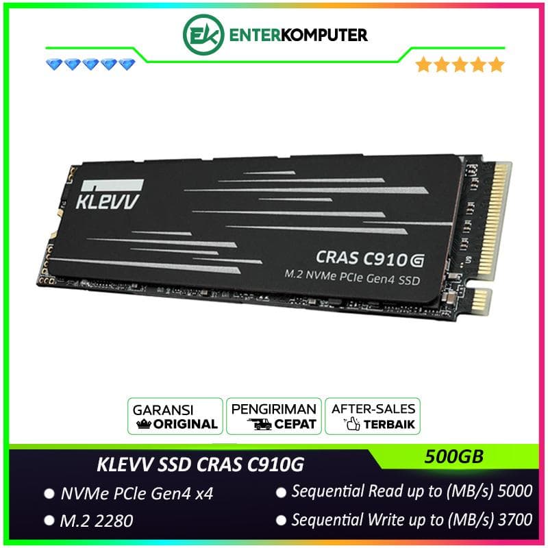 KLEVV SSD CRAS C910G 500GB M.2 2280 NVMe PCle Gen4 x4 - K500GM2SP0-10G - R5000MB/s W3700MB/s - foto 1
