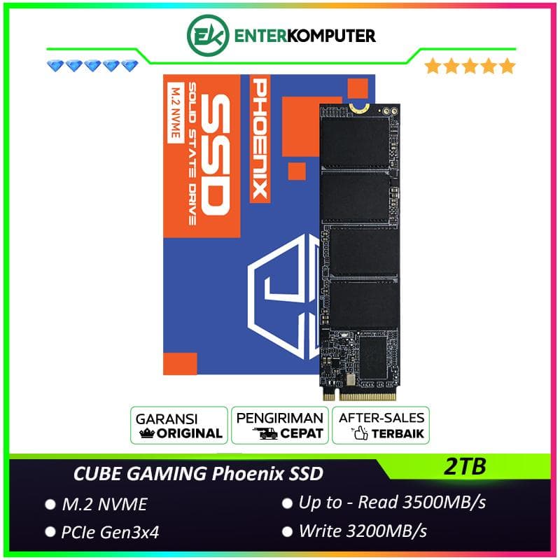 CUBE GAMING Phoenix SSD 2TB M.2 NVME PCIe Gen3x4 (Up to - R 3500MB/s W 3200MB/s) - foto 1