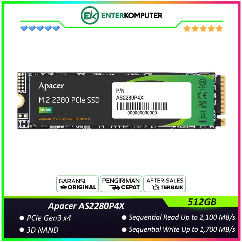 Apacer AS2280P4X 512GB M.2 NVME PCIe 3.0 x4 - foto 1