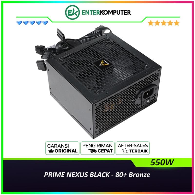 PRIME NEXUS 550W BLACK - 80+ Bronze Certified with Flat Cable - 3 Years Warranty Replacement - foto 1