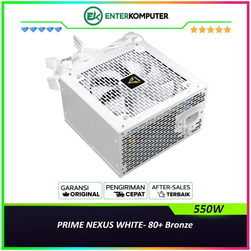 PRIME NEXUS 550W WHITE - 80+ Bronze Certified with Flat Cable - 3 Years Warranty Replacement - foto 1