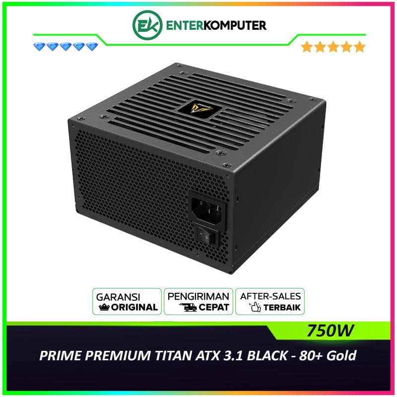 PRIME PREMIUM TITAN ATX 3.1 750W BLACK - 80+ Gold Certified with Embossed Cable - Full Modular - Japanese Capacitors - PCIe 5.1 Ready - 5 Years Warranty Replacement - foto 1