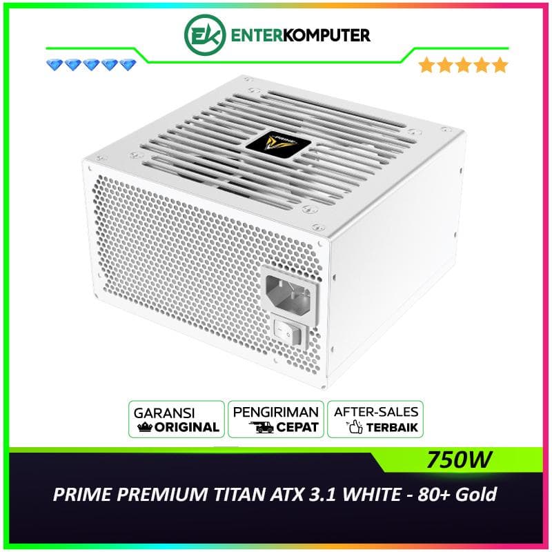 PRIME PREMIUM TITAN ATX 3.1 750W WHITE - 80+ Gold Certified with Embossed Cable - Full Modular - Japanese Capacitors - PCIe 5.1 Ready - 5 Years Warranty Replacement - foto 1