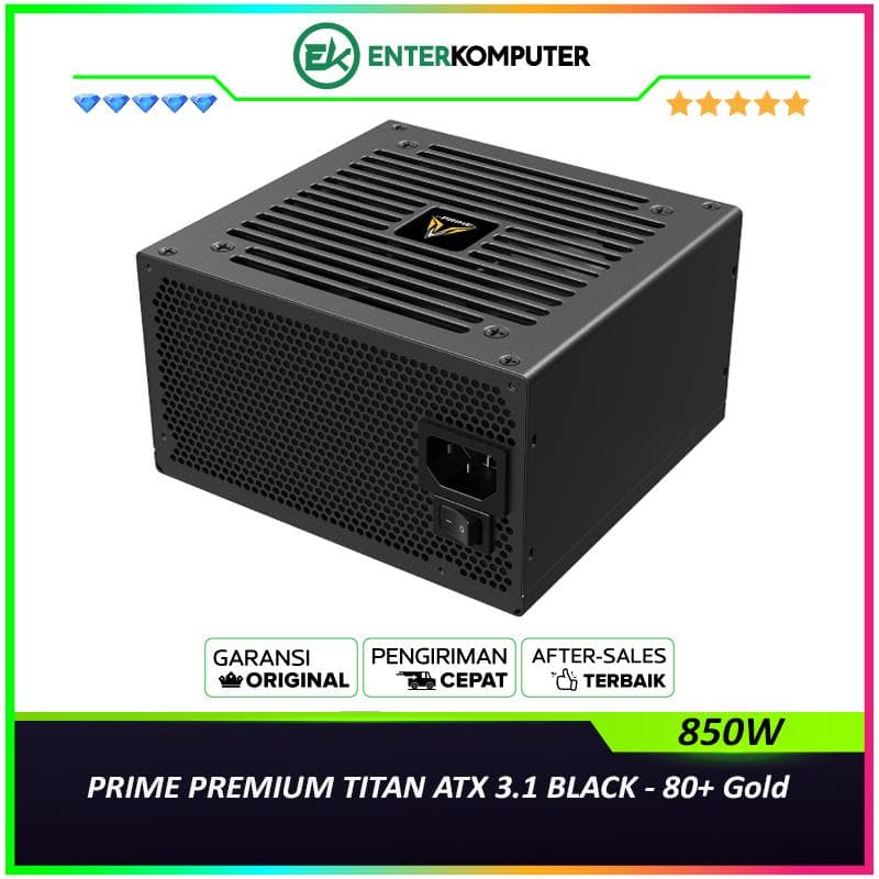 PRIME PREMIUM TITAN ATX 3.1 850W BLACK - 80+ Gold Certified with Embossed Cable - Full Modular - Japanese Capacitors - PCIe 5.1 Ready - 5 Years Warranty Replacement - foto 1
