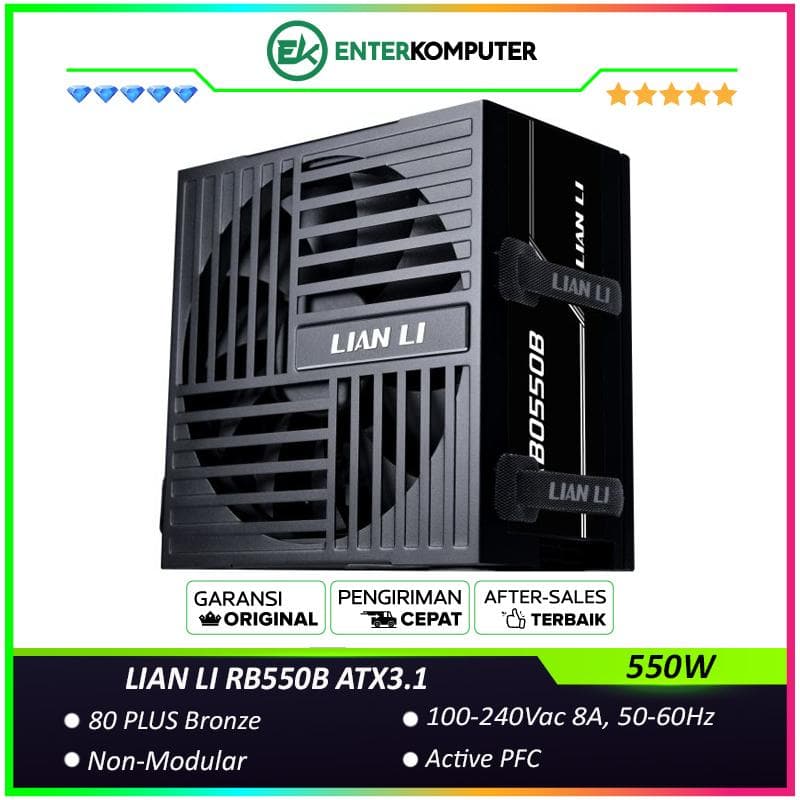 LIAN LI RB550B 550W ATX3.1 Ready - 80+ Bronze Certified - Unique Cable Management System - Braided-Textured Flat Cable - 5 Years Warranty Replacement - foto 1