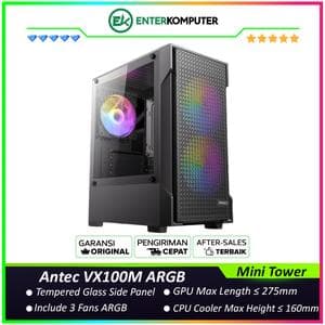 Antec VX100M ARGB - Mini Tower M-ATX Gaming Case - Stylish Mesh Front Panel - Tempered Glass Side Panel - Free 3Pcs 120mm ARGB Fans - foto 1