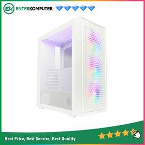 CUBE GAMING STARK WHITE - ATX - SIDE TEMPERED GLASS - FRONT MESH PANEL - PSU COVER - Dust Filter - FREE 3PCS 12CM RGB FAN - foto 1