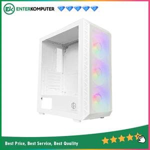 CUBE GAMING ZINCT WHITE - ATX - SIDE TEMPERED GLASS - FRONT MESH PANEL - PSU COVER - Dust Filter - FREE 3PCS 12CM RGB FAN - foto 1