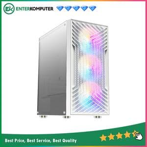 CUBE GAMING SWENS WHITE - mATX - All White Inside - LEFT SIDE TEMPERED GLASS - PSU COVER - DUST FILTER - Free 3PCS 12CM RAINBOW RGB FAN - Special Condition!!! - foto 1