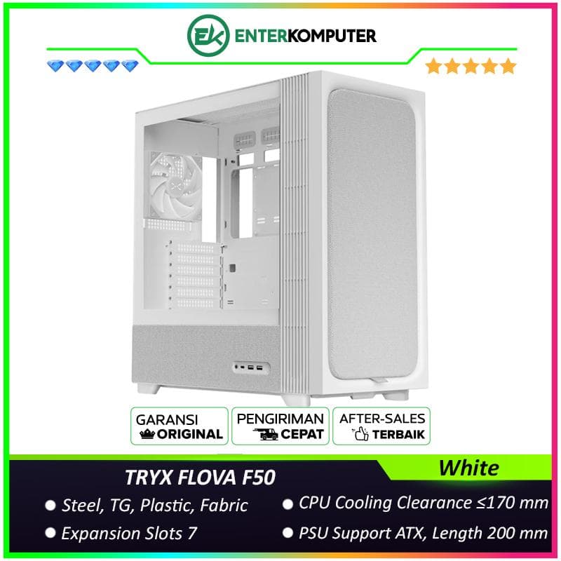 TRYX FLOVA F50 White Mid-Tower ATX Case - foto 1