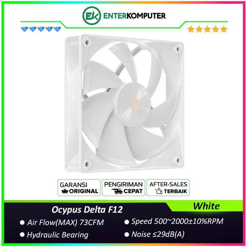 Ocypus Delta F12 White 12CM High-Performance Silent PWM Fan - foto 1