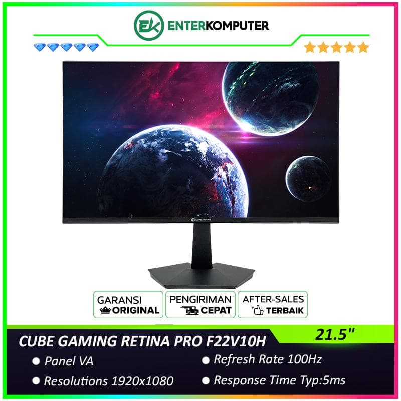 CUBE GAMING RETINA PRO F22V10H 21.5 FHD Frameless 100Hz Gaming Monitor - Response Time 5ms - foto 1