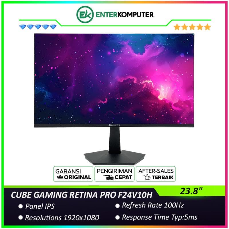 CUBE GAMING RETINA PRO F24V10H 23.8 FHD IPS Frameless 100Hz Gaming Monitor - Response Time 5ms - foto 1