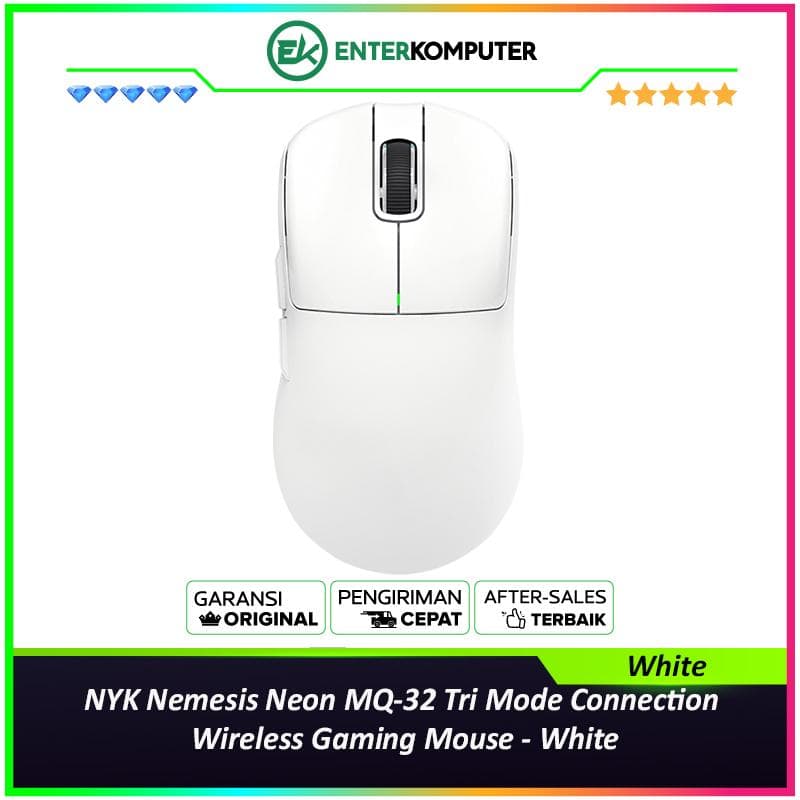 NYK Nemesis Neon MQ-32 Tri Mode Connection Wireless Gaming Mouse - White - foto 1