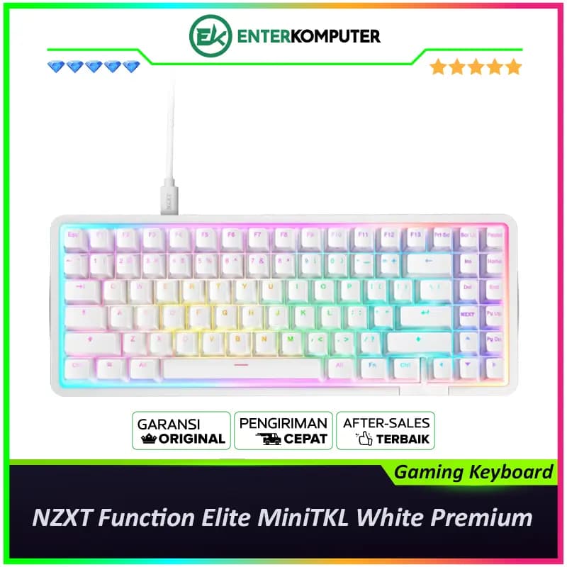 NZXT Function Elite MiniTKL White Premium Tenkeyless Magnetic Gaming Keyboard - foto 1