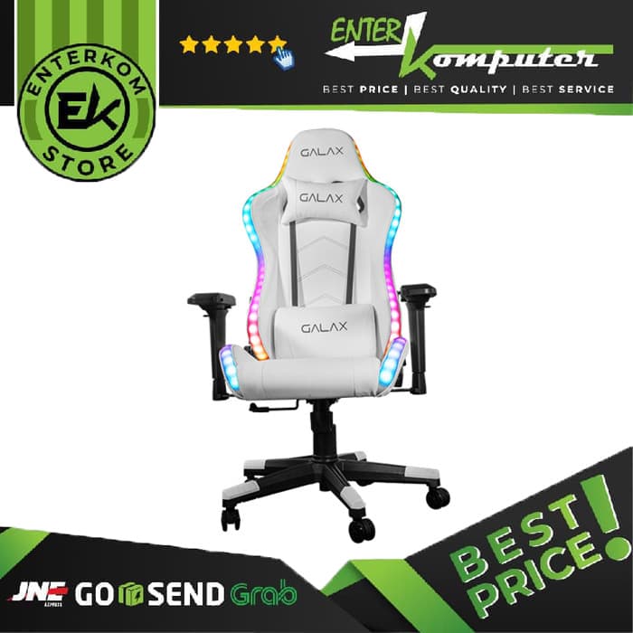 GALAX Gaming Chair GC-02 White - RGB Effect - Lumbar Pillow - Ergonomic Support System - foto 1