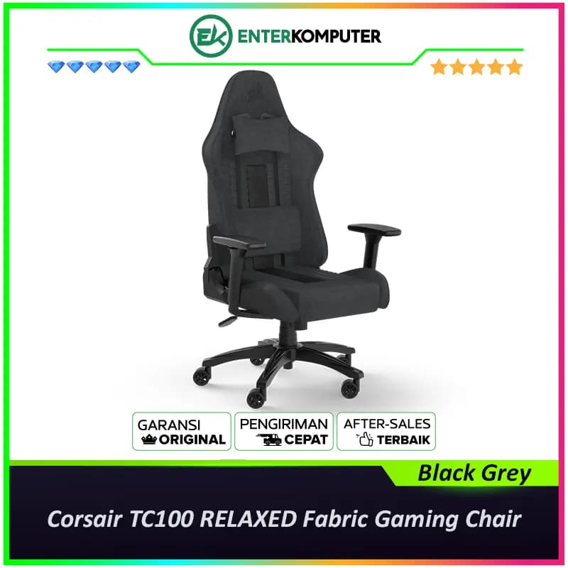 Corsair TC100 RELAXED Fabric Gaming Chair - Black Grey - foto 1