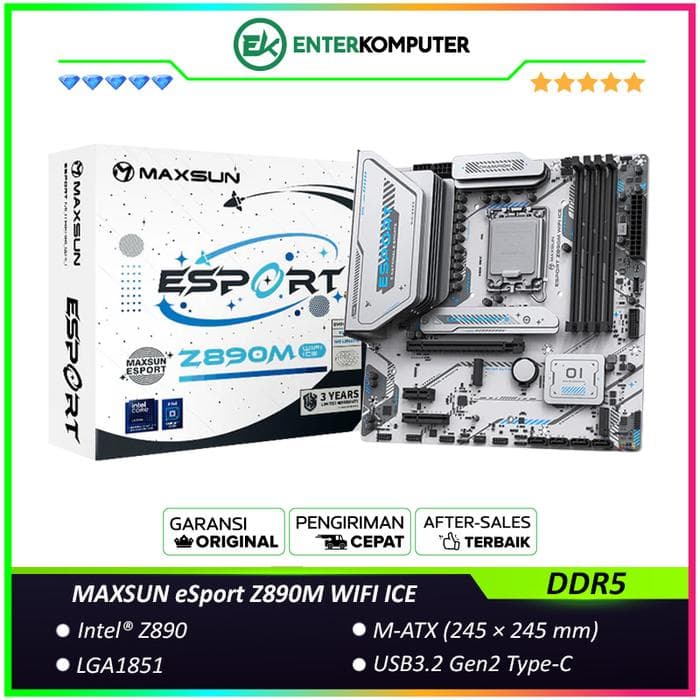 MAXSUN eSport Z890M WIFI ICE (LGA1851, Z890, DDR5, USB3.2 Gen2 Type-C, SATA3) - foto 1