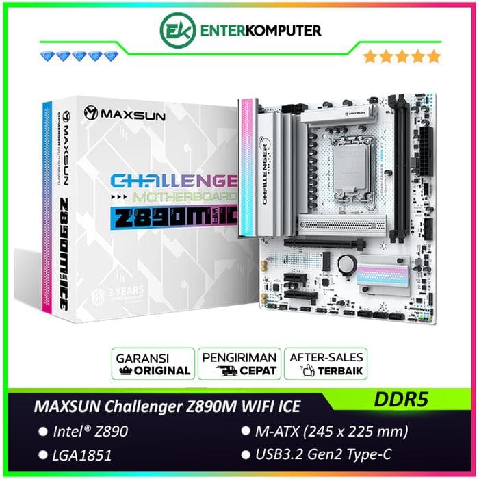 MAXSUN Challenger Z890M WIFI ICE (LGA1851, Z890, DDR5, USB3.2 Gen2 Type-C, SATA3) - foto 1