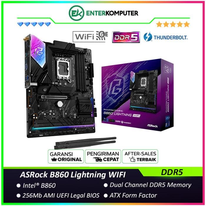 ASRock B860 Lightning WIFI (LGA1851, B860, DDR5, USB3.2 Gen2 Type-C, SATA3) - foto 1