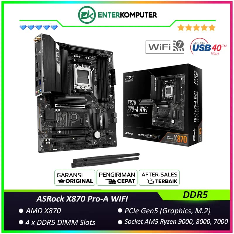 ASRock X870 Pro-A WIFI (AM5, AMD X870, DDR5, USB3.2 Type-C, SATA3) - foto 1