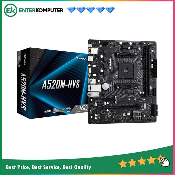 ASRock A520M-HVS (AM4, A520, DDR4, USB 3.2, SATA3) - foto 1