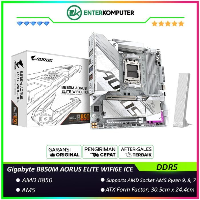 Gigabyte B850M AORUS ELITE WIFI6E ICE (AM5, AMD B850, DDR5, USB3.2 Type-C, SATA3) - foto 1