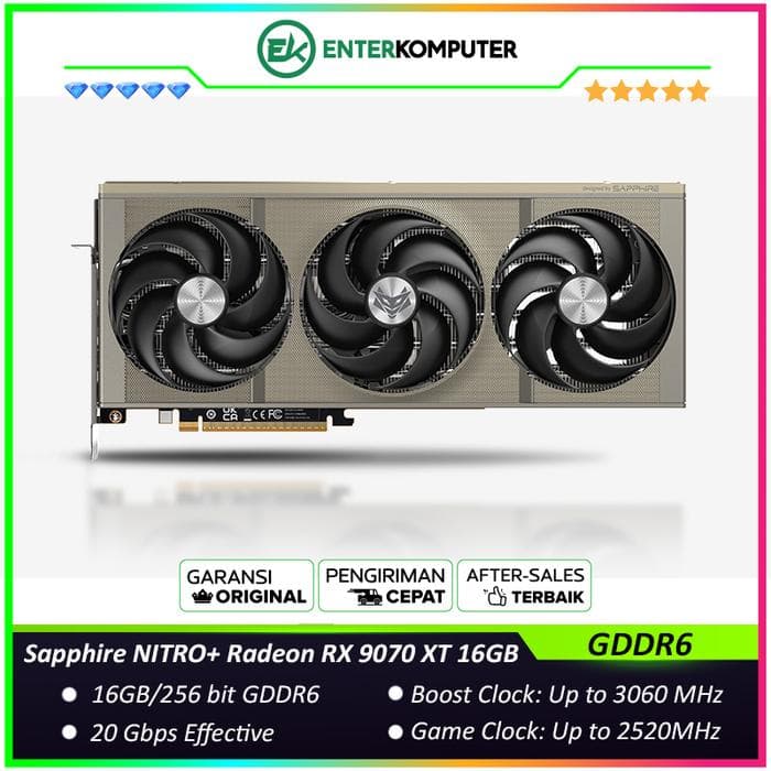 Sapphire NITRO+ Radeon RX 9070 XT 16GB GDDR6 Gaming OC - TRIPLE FAN - Garansi 2 Thn - foto 1