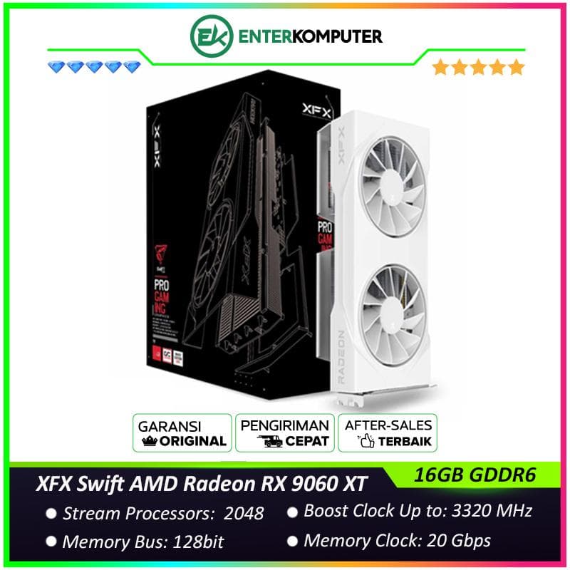 XFX Swift AMD Radeon RX 9060 XT 16GB GDDR6 OC White Gaming Edition - RX-96TSW16WQ - foto 1