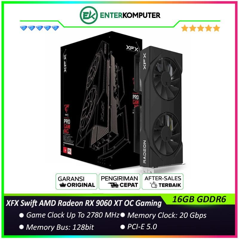 XFX Swift AMD Radeon RX 9060 XT 16GB GDDR6 OC Gaming Edition - RX-96TSW16BQ - foto 1