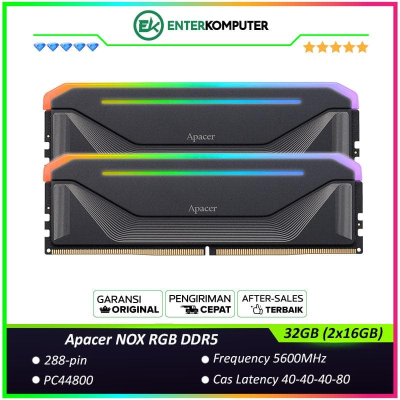 Apacer NOX RGB DDR5 PC44800 5600MHz 32GB (2x16GB) 40-40-40-80 - AH5U32G56C522NBAA-2 - foto 1