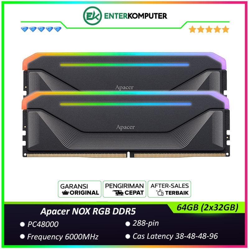 Apacer NOX RGB DDR5 PC48000 6000MHz 64GB (2x32GB) 38-48-48-96 - AH5U64G60C622NBAA-2 - foto 1