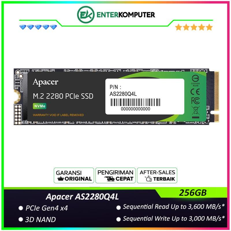 Apacer AS2280Q4L 256GB M.2 NVME PCIe 4.0 x4 - foto 1