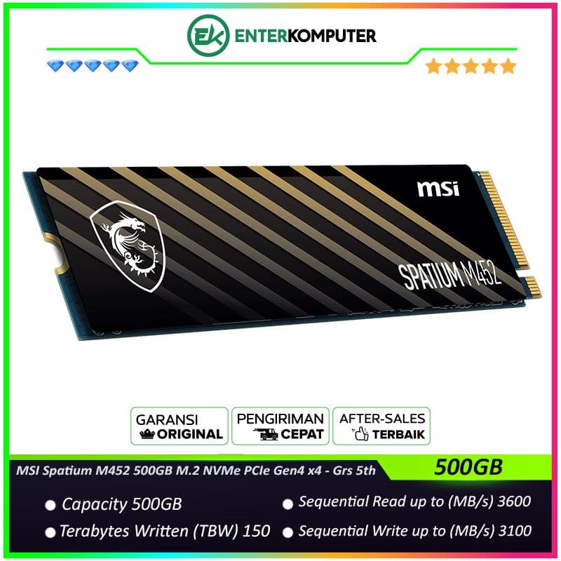 MSI Spatium M452 500GB M.2 NVMe PCIe Gen4 x4 - Grs 5th - foto 1
