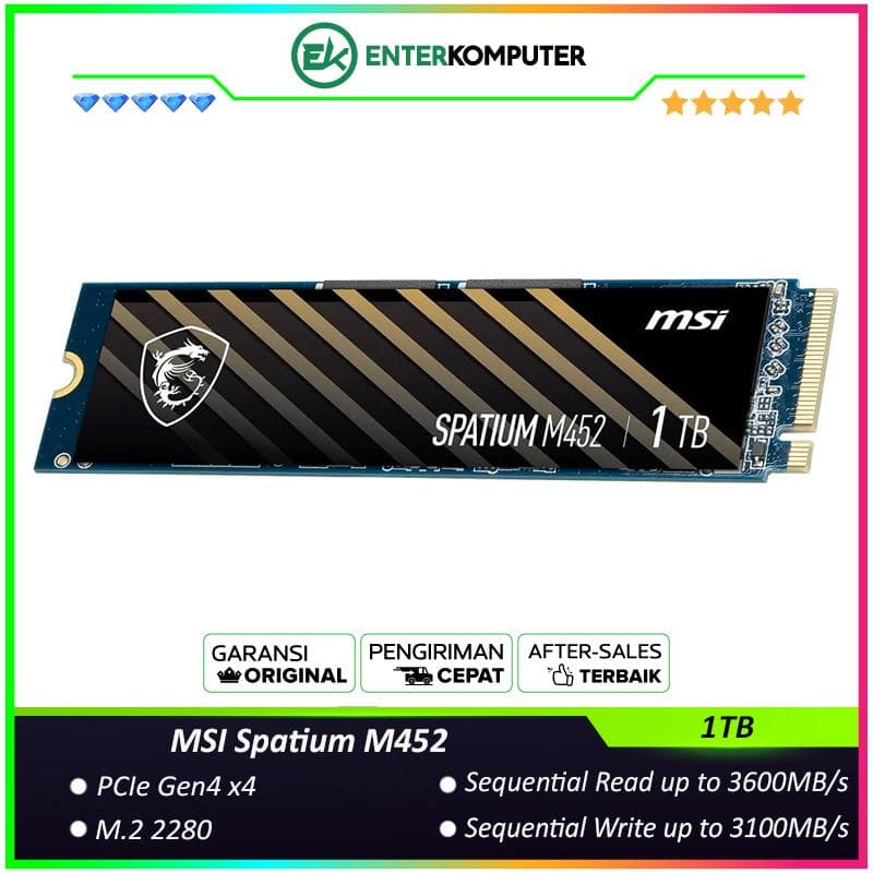 MSI Spatium M452 1TB M.2 NVMe PCIe Gen4 x4 - Grs 5th - foto 1
