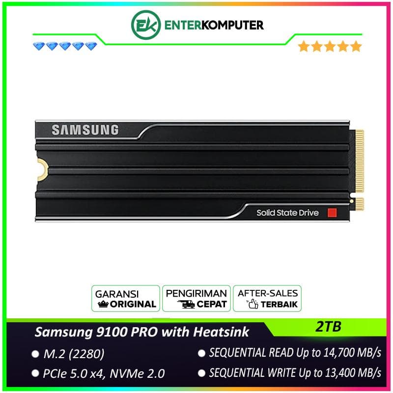 Samsung SSD 9100 PRO M.2 PCIe Gen5.0 2TB MZ-VAP2T0C with Heatsink - Grs 5th - foto 1