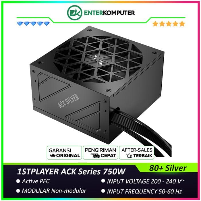 1STPLAYER ACK Series 750W HA-750BA7 Cybenetics and 80+ Silver Certified with Embossed Cable - ATX3.1 and PCIe 5.1 Ready - Active PFC - 140MM Hydraulic Bearing - Premium Quality Capacitors - 7 Years Warranty - foto 1