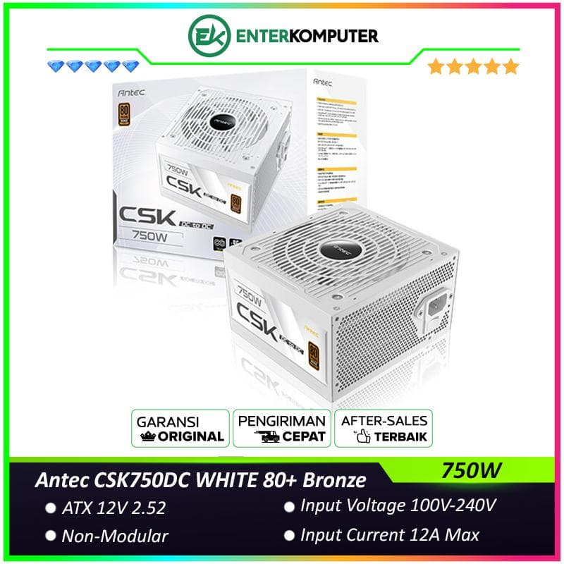 Antec CSK750DC WHITE 750W - 80+ Bronze Certified with Flat Cable - PCIe 5.1 Ready - Active PFC - 120mm Silent Fan - 5 Years Warranty - foto 1