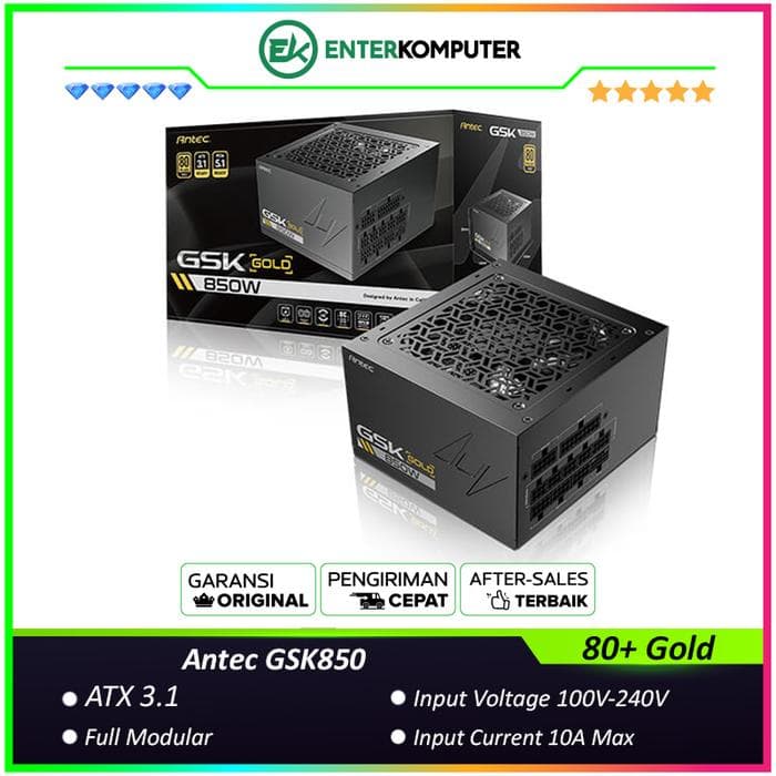 Antec GSK850 ATX3.1 850W - 80+ Gold Certified - Full Modular - ATX3.1 and PCIe 5.1 Ready - Japanese Main Capacitors - 7 Years Warranty - foto 1