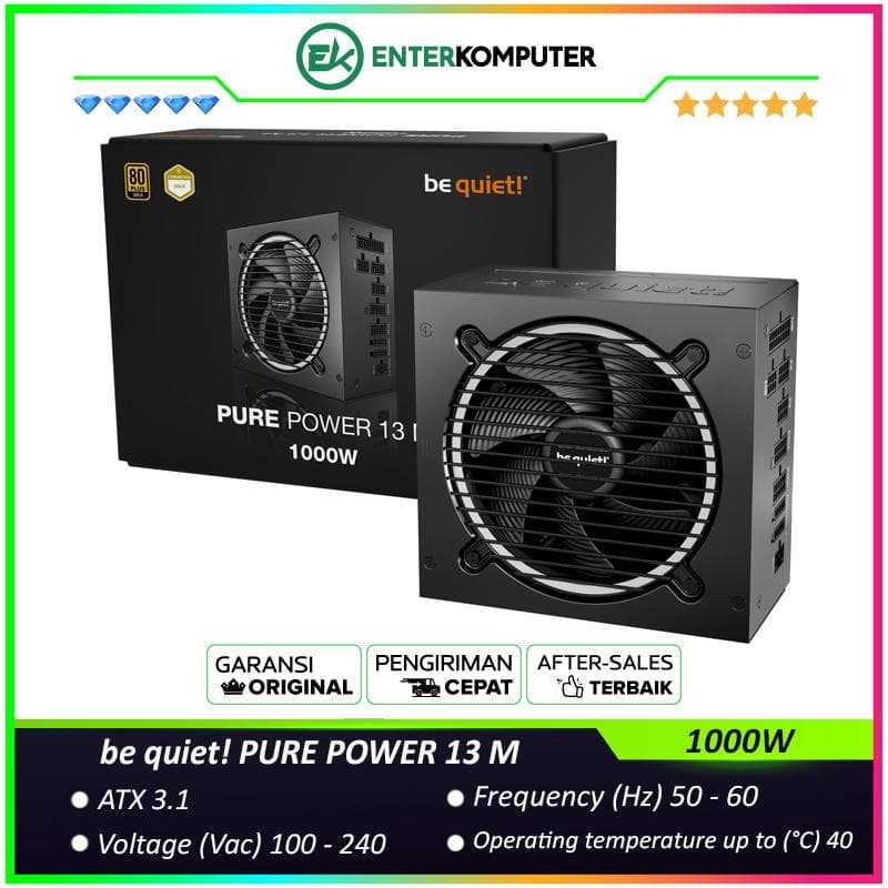 be quiet! PURE POWER 13 M 1000W - Fully Modular - ATX 3.1 PCIe 5.1 - 80+ Gold Certified - 10 Years Warranty - Number 1 PSU in Germany - foto 1