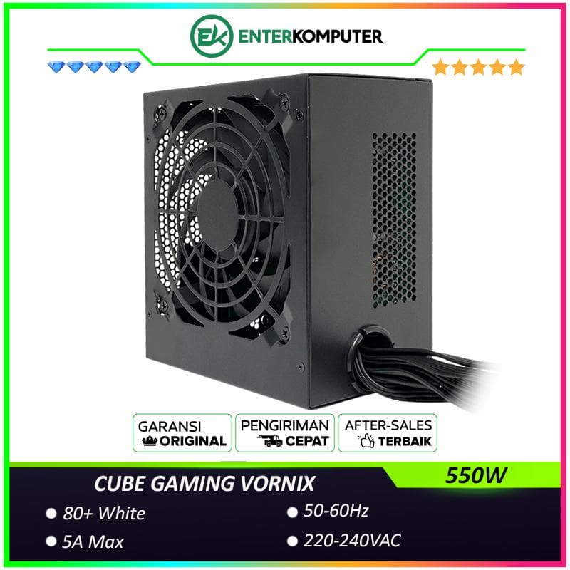 CUBE GAMING VORNIX 550W 80+ White with Flat Cable - 3 Years Warranty - foto 1