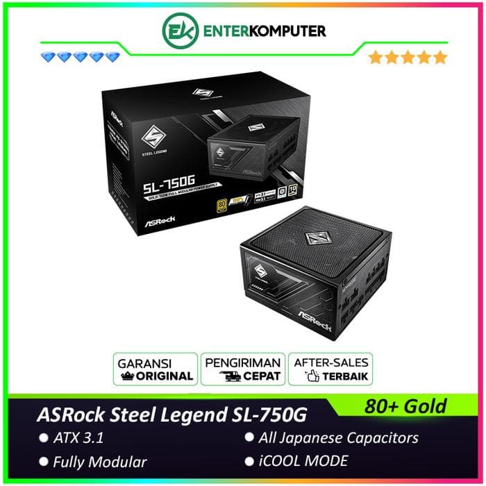 ASRock Steel Legend SL-750G 750W 80 PLUS GOLD ATX3.1 & PCIe5.1 Fully Modular - foto 1