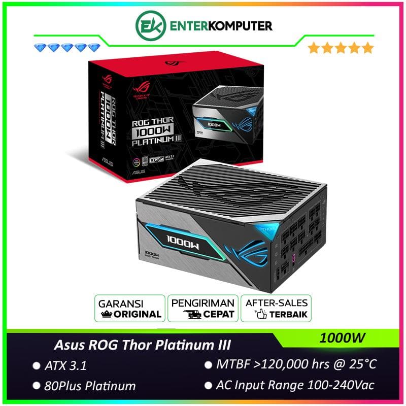Asus ROG Thor 1000W Platinum III ATX 3.1 80PLUS Platinum Fully Modular - foto 1