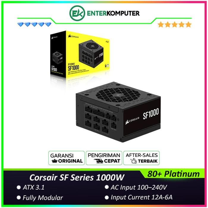Corsair SF Series 1000W ATX 3.1 Certified (PCIe5.1) 80+ Platinum - Fully Modular - foto 1