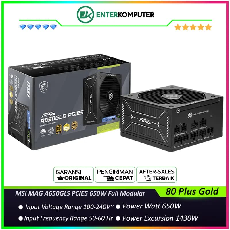 MSI MAG A650GLS PCIE5 650W 80 Plus Gold Full Modular - foto 1
