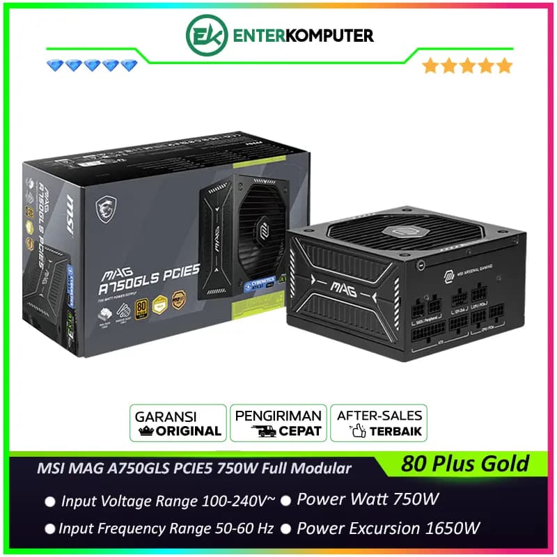 MSI MAG A750GLS PCIE5 750W 80 Plus Gold Full Modular - foto 1