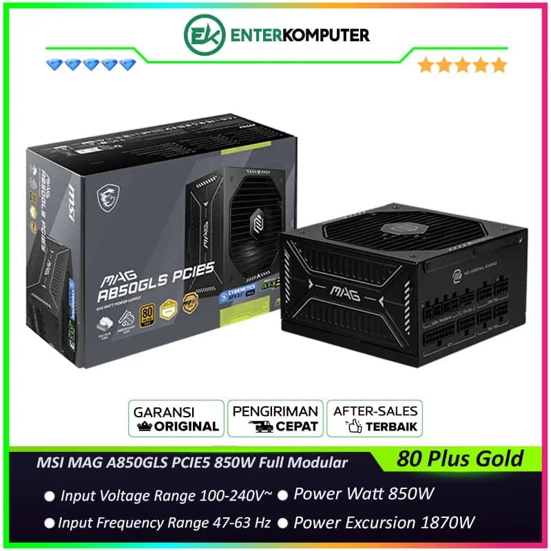 MSI MAG A850GLS PCIE5 850W 80 Plus Gold Full Modular - foto 1