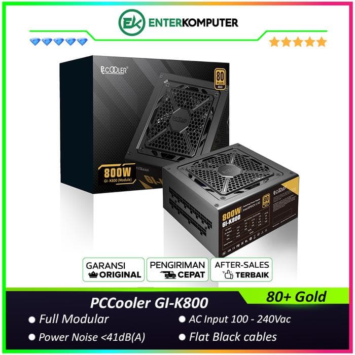 PCCooler GI-K800 800W 80+ Gold Flat Black Cable - Full Modular - foto 1