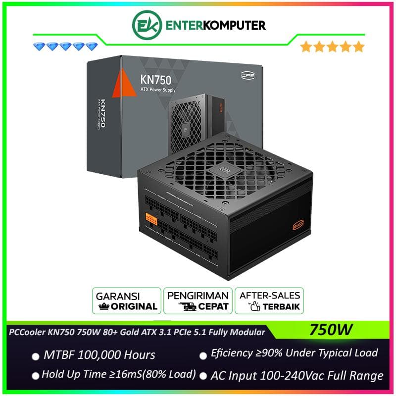 PCCooler KN750 750W 80+ Gold ATX 3.1 PCIe 5.1 Fully Modular - foto 1